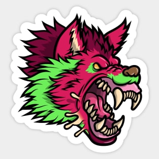 Pink Punk Wolf Sticker